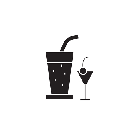 Cocktail drinks black vector concept icon. Cocktail drinks flat illustration, sign, symbolのイラスト素材