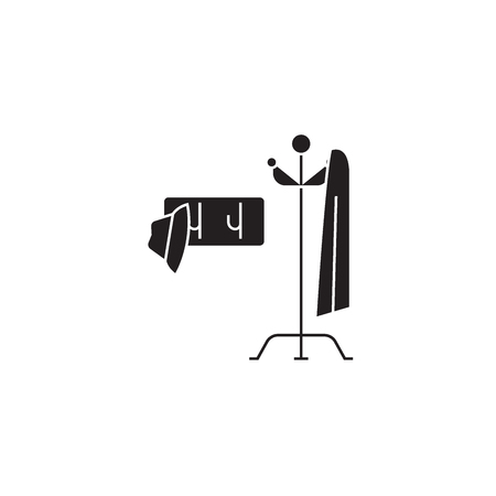 Clothes hanger black vector concept icon. Clothes hanger flat illustration, sign, symbolのイラスト素材