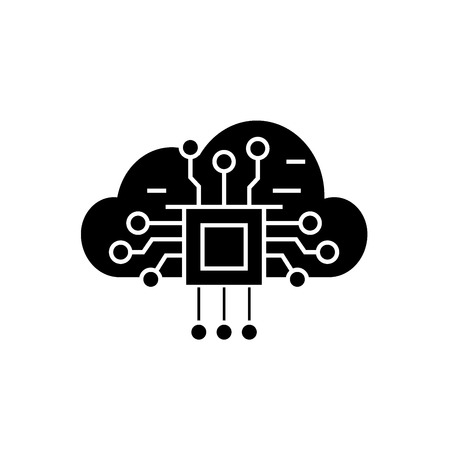 Cloud computing black vector concept icon. Cloud computing flat illustration, sign, symbolのイラスト素材