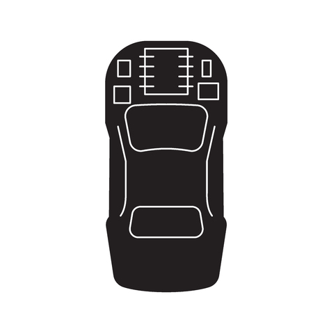 Car engine black vector concept icon. Car engine flat illustration, sign, symbolのイラスト素材