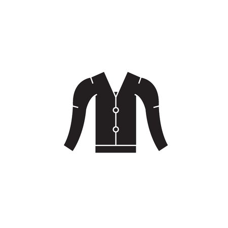 Cardigan black vector concept icon. Cardigan flat illustration, sign, symbolのイラスト素材