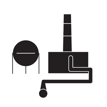 Chemical plant black vector concept icon. Chemical plant flat illustration, sign, symbolのイラスト素材