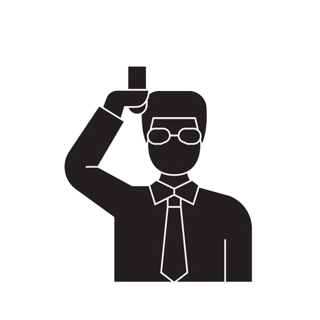 Chemist scientist black vector concept icon. Chemist scientist flat illustration, sign, symbolのイラスト素材