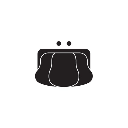 Coin purse black vector concept icon. Coin purse flat illustration, sign, symbolのイラスト素材