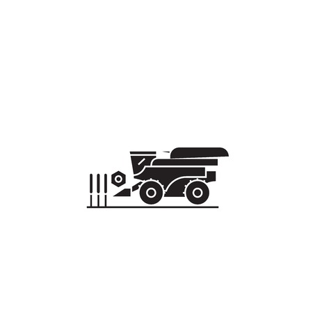 Combine harvester black vector concept icon. Combine harvester flat illustration, sign, symbolのイラスト素材