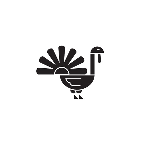 Christmas turkey black vector concept icon. Christmas turkey flat illustration, sign, symbolのイラスト素材