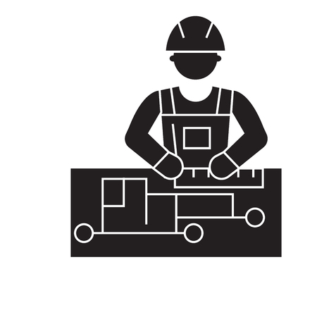Civil engineering black vector concept icon. Civil engineering flat illustration, sign, symbolのイラスト素材