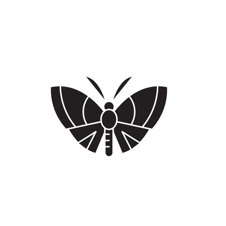 Butterfly black vector concept icon. Butterfly flat illustration, sign, symbolのイラスト素材