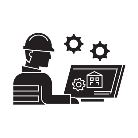 Cad drawing black vector concept icon. Cad drawing flat illustration, sign, symbolのイラスト素材