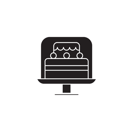 Cake stand black vector concept icon. Cake stand flat illustration, sign, symbolのイラスト素材