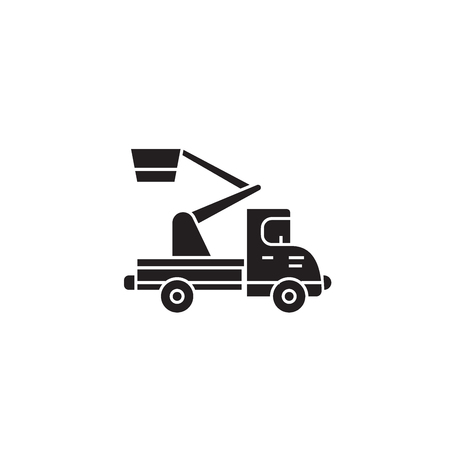 Cherry picker black vector concept icon. Cherry picker flat illustration, sign, symbolのイラスト素材