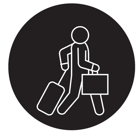 Business traveler walks black vector concept icon. Business traveler walks flat illustration, sign, symbolのイラスト素材