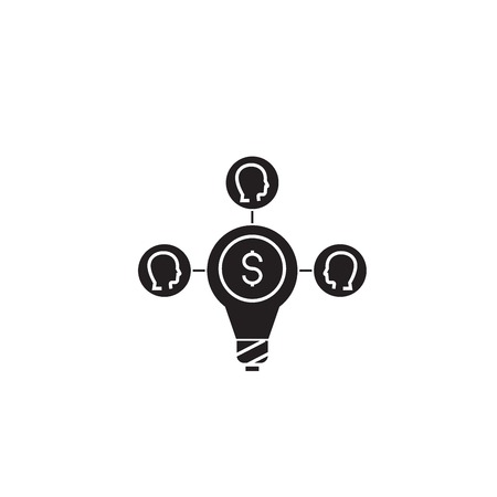 Crowdsoursing black vector concept icon. Crowdsoursing flat illustration, sign, symbolのイラスト素材