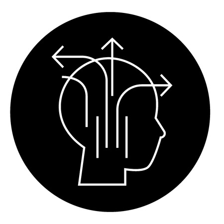 Different business thinking black vector concept icon. Different business thinking flat illustration, sign, symbolのイラスト素材