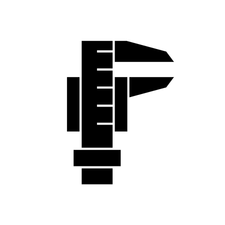 Caliper tool black vector concept icon. Caliper tool flat illustration, sign, symbolのイラスト素材