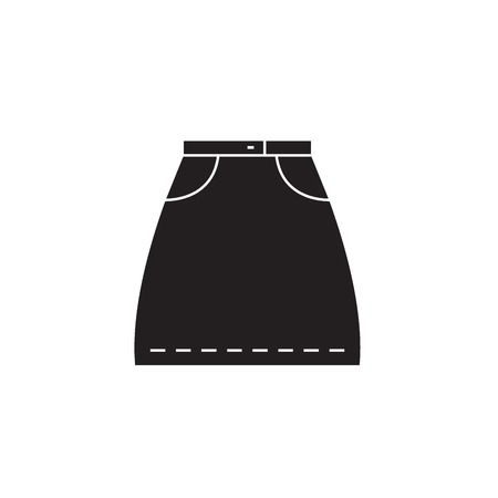 Denim skirt black vector concept icon. Denim skirt flat illustration, sign, symbolのイラスト素材