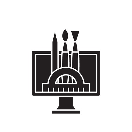 Design concept black vector concept icon. Design concept flat illustration, sign, symbolのイラスト素材