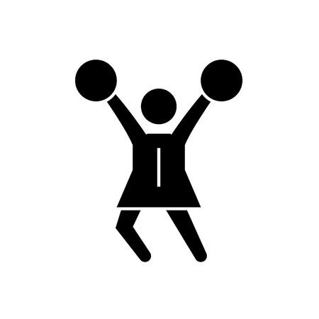 Cheerleader black vector concept icon. Cheerleader flat illustration, sign, symbolのイラスト素材