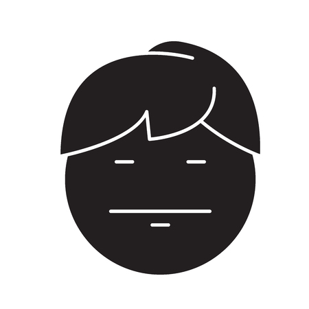 Emo emoji black vector concept icon. Emo emoji flat illustration, sign, symbolのイラスト素材