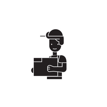 Engineer in a helmet black vector concept icon. Engineer in a helmet flat illustration, sign, symbolのイラスト素材