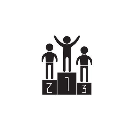 First place black vector concept icon. First place flat illustration, sign, symbolのイラスト素材
