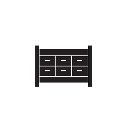 File cabinet drawer black vector concept icon. File cabinet drawer flat illustration, sign, symbolのイラスト素材
