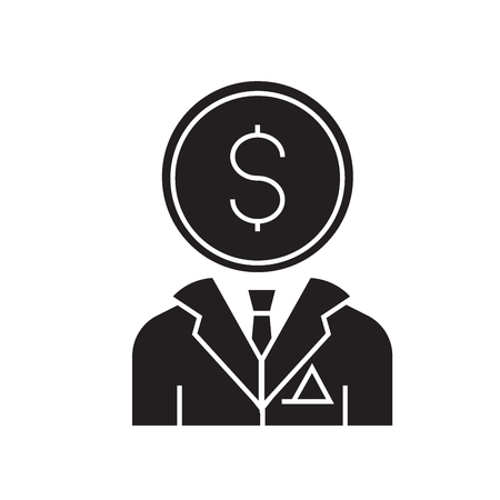 Financial consultant black vector concept icon. Financial consultant flat illustration, sign, symbolのイラスト素材
