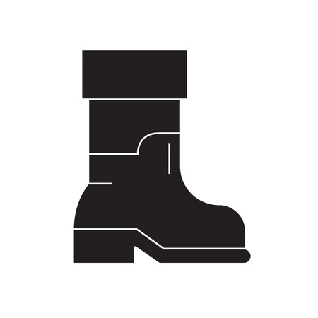 Farmer boots black vector concept icon. Farmer boots flat illustration, sign, symbolのイラスト素材