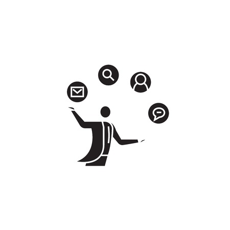 Founder black vector concept icon. Founder flat illustration, sign, symbolのイラスト素材