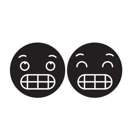 Grimacing emoji black vector concept icon. Grimacing emoji flat illustration, sign, symbolのイラスト素材