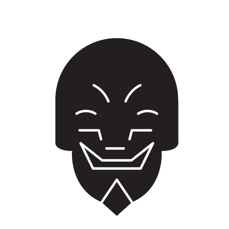 Grimacing mask emoji black vector concept icon. Grimacing mask emoji flat illustration, sign, symbolのイラスト素材