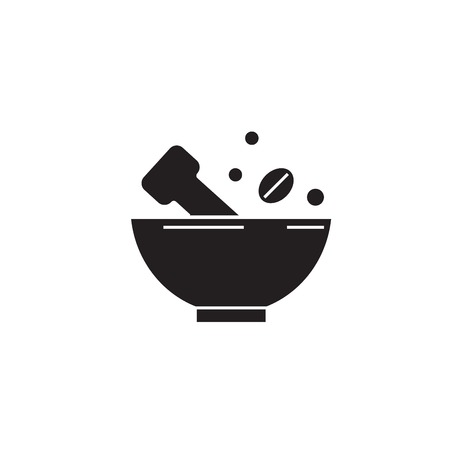 Grinding spices black vector concept icon. Grinding spices flat illustration, sign, symbolのイラスト素材