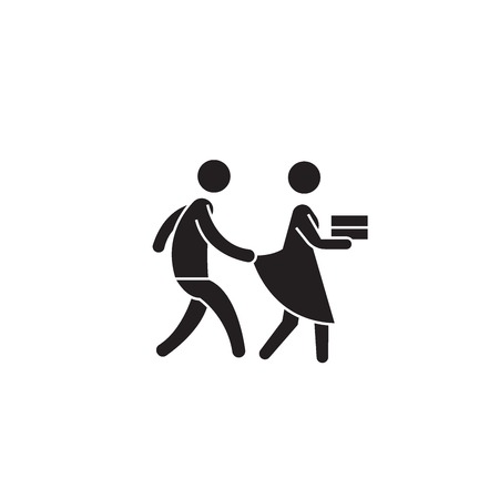 Harassment behevior black vector concept icon. Harassment behevior flat illustration, sign, symbolのイラスト素材