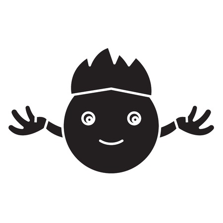 Hippy emoji black vector concept icon. Hippy emoji flat illustration, sign, symbolのイラスト素材