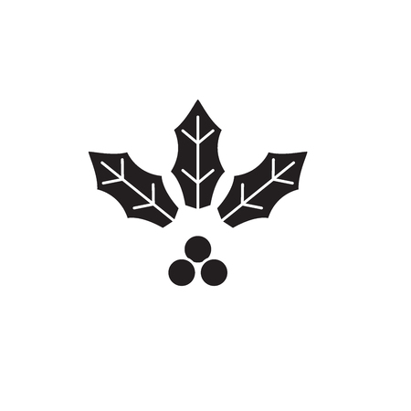 Holly flower black vector concept icon. Holly flower flat illustration, sign, symbolのイラスト素材