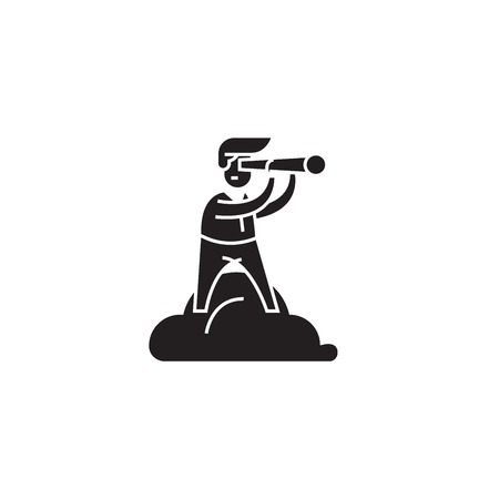 Innovation and discovery black vector concept icon. Innovation and discovery flat illustration, sign, symbolのイラスト素材