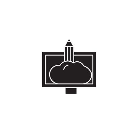 Illustration work black vector concept icon. Illustration work flat illustration, sign, symbolのイラスト素材