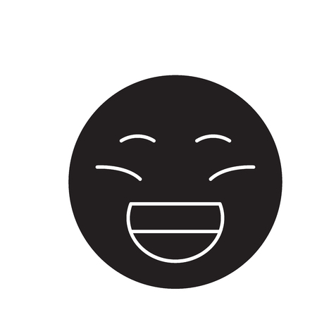 Laughing emoji black vector concept icon. Laughing emoji flat illustration, sign, symbolのイラスト素材