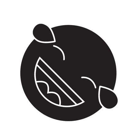 Laughing emoji black vector concept icon. Laughing emoji flat illustration, sign, symbolのイラスト素材