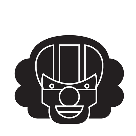 Killer clown emoji black vector concept icon. Killer clown emoji flat illustration, sign, symbolのイラスト素材