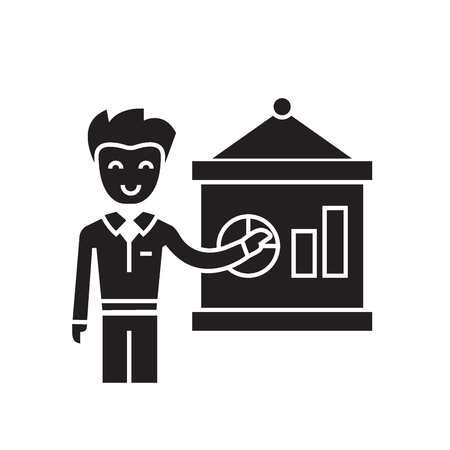 Management report black vector concept icon. Management report flat illustration, sign, symbolのイラスト素材