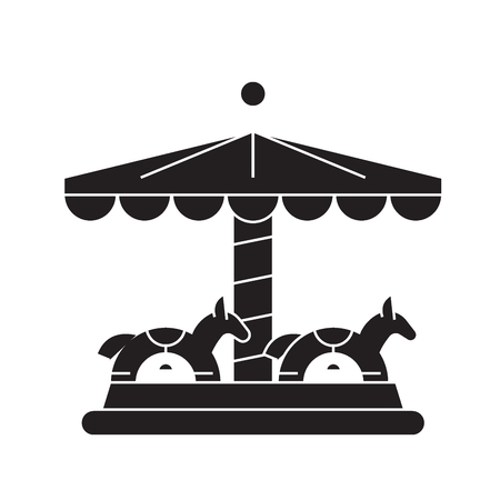 Merry-go-round black vector concept icon. Merry-go-round flat illustration, sign, symbolのイラスト素材