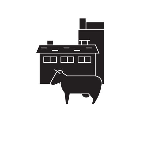Milk industry black vector concept icon. Milk industry flat illustration, sign, symbolのイラスト素材
