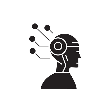 Mind control black vector concept icon. Mind control flat illustration, sign, symbolのイラスト素材
