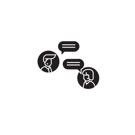 Online discussion black vector concept icon. Online discussion flat illustration, sign, symbolのイラスト素材