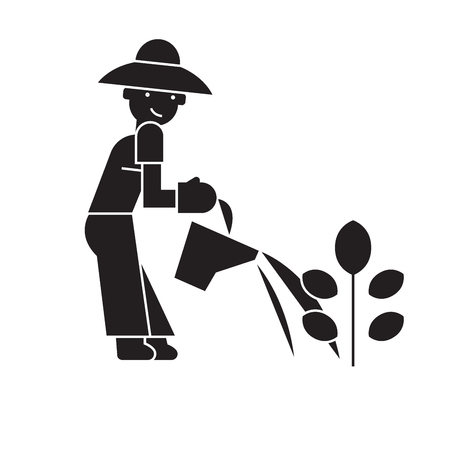 Plant care black vector concept icon. Plant care flat illustration, sign, symbolのイラスト素材