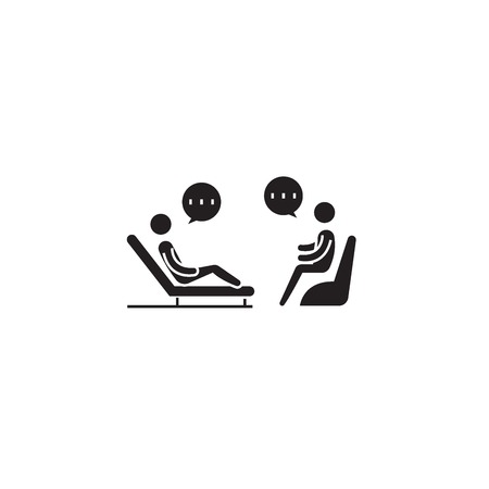 Psychologist couch black vector concept icon. Psychologist couch flat illustration, sign, symbolのイラスト素材