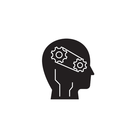 Progress intelligence black vector concept icon. Progress intelligence flat illustration, sign, symbolのイラスト素材