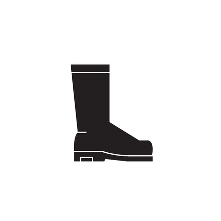 Rain boots black vector concept icon. Rain boots flat illustration, sign, symbolのイラスト素材