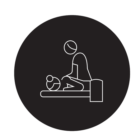 Relaxing massage black vector concept icon. Relaxing massage flat illustration, sign, symbolのイラスト素材